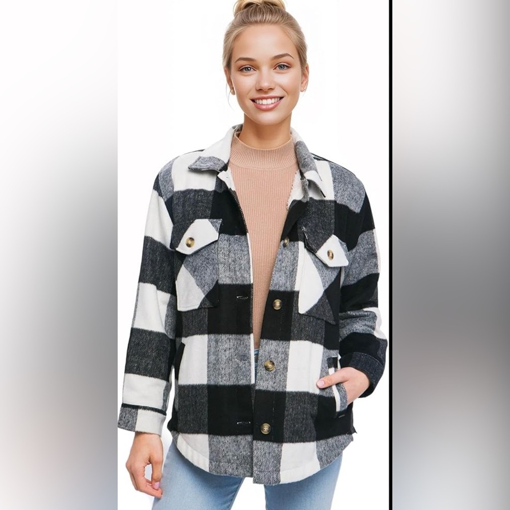 San Francisco Plaid Black and White Women's Jacket size large